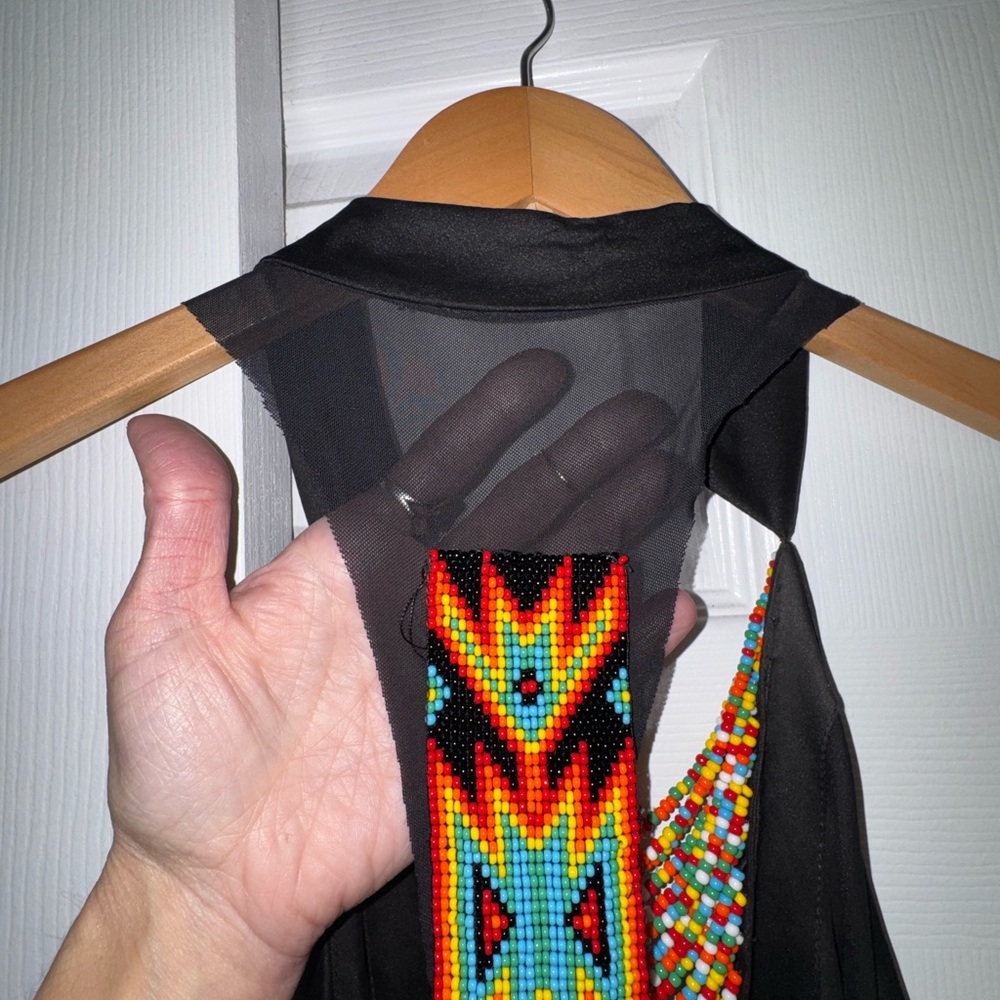 Sotto Couture  Artisan Hand Beaded Halter Dress — Vintage Wearable Textile Art - Picture 10 of 13